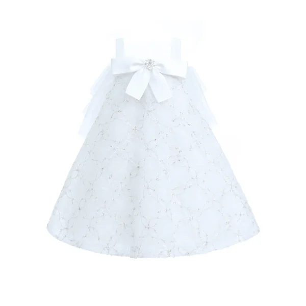 White Floral Bow Cadiz Dress
