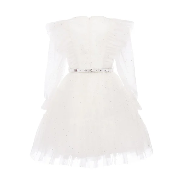 White Komina Glitter Tulle Dress