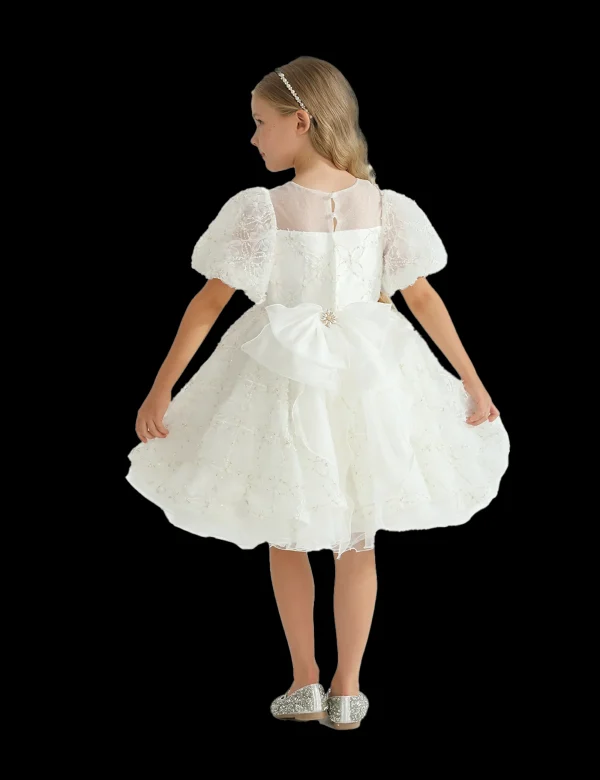 White Laced Tulle Flower Wynfair Dress