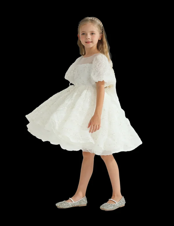 White Laced Tulle Flower Wynfair Dress