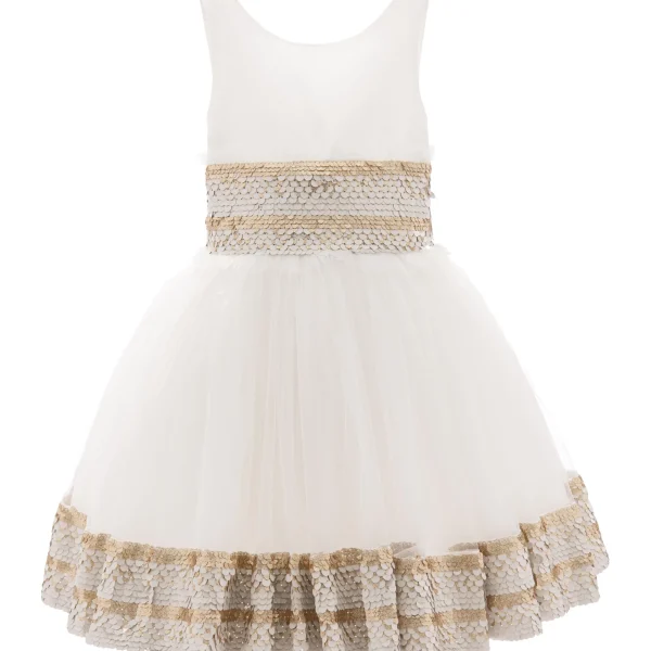 White Lorelei Sequin Hem Dress