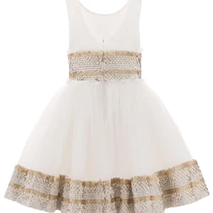 White Lorelei Sequin Hem Dress