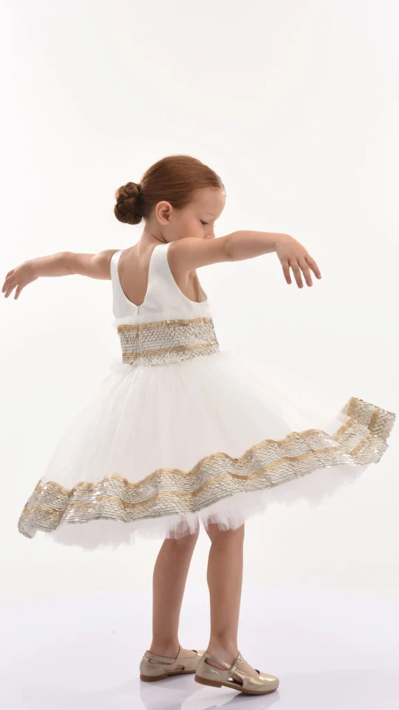 White Lorelei Sequin Hem Dress