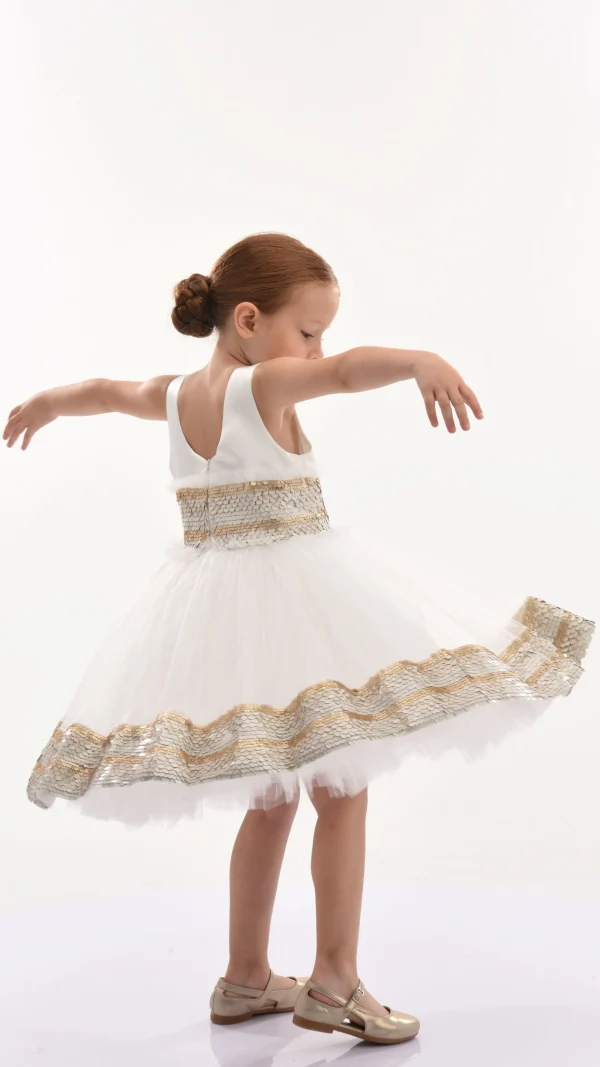 White Lorelei Sequin Hem Dress