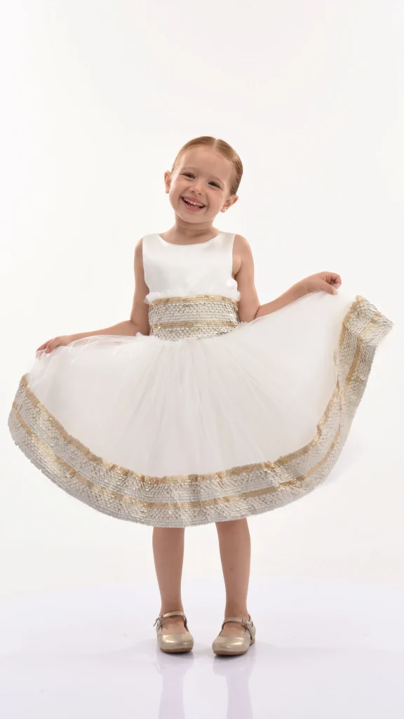 White Lorelei Sequin Hem Dress