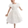 White Moneta Floral Bow Dress