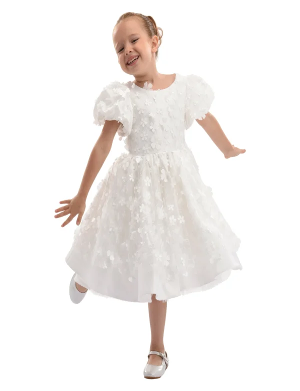 White Moneta Floral Bow Dress
