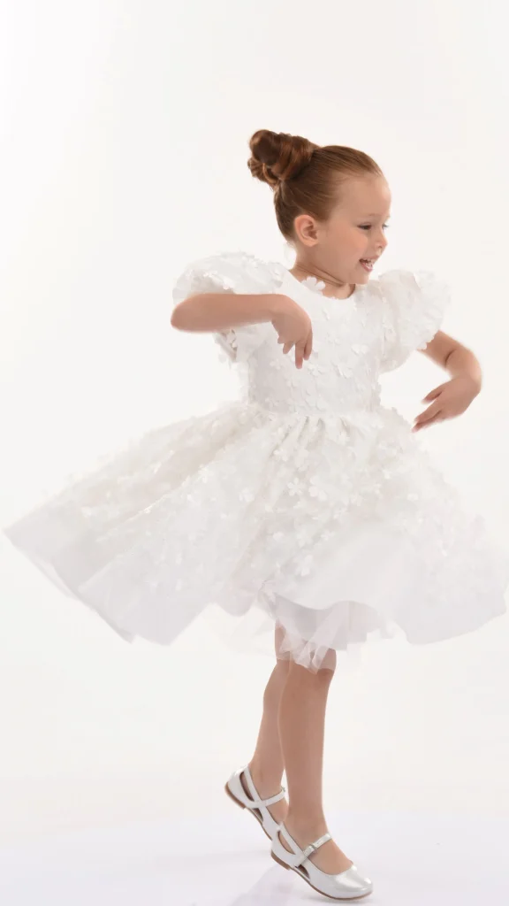 White Moneta Floral Bow Dress