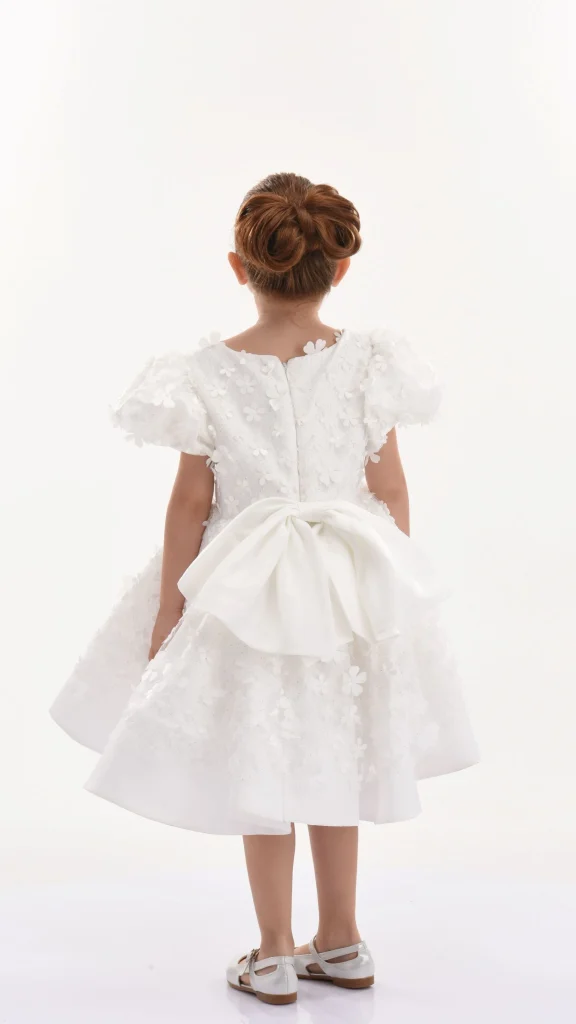 White Moneta Floral Bow Dress