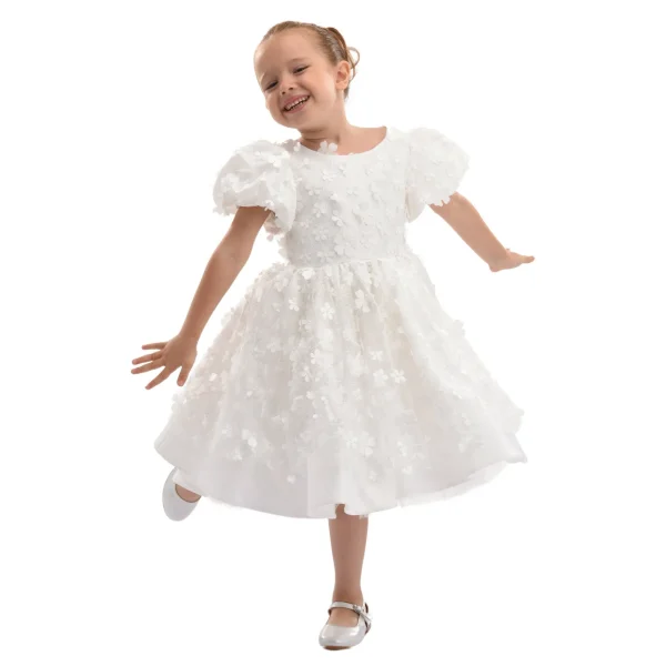 White Moneta Floral Bow Dress