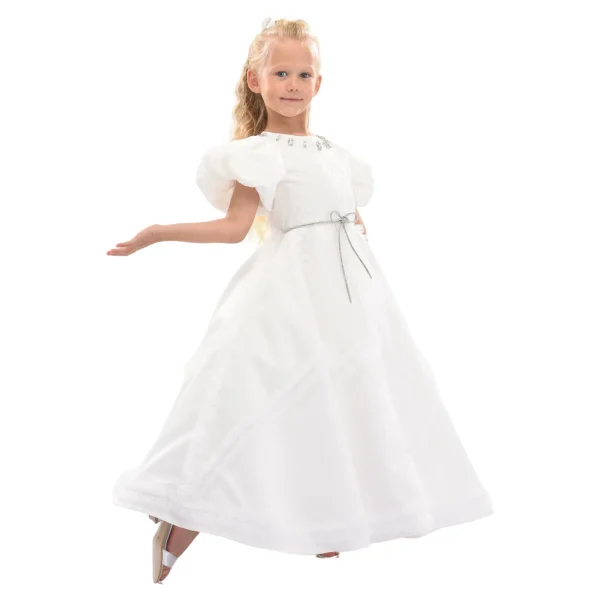 White Raineri Gem Shimmer Overlay Dress
