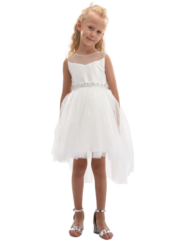 White Sabrina Glitter Tulle Dress