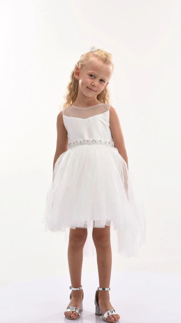 White Sabrina Glitter Tulle Dress