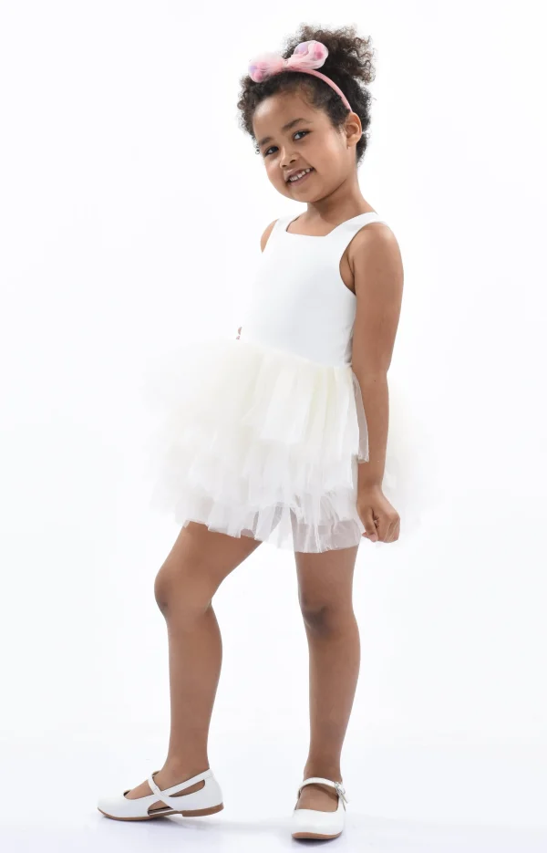 White Solid Tutu Dress