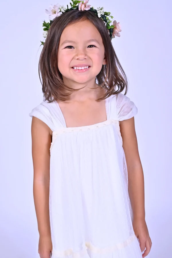 White Square Tulle Overlay Dress