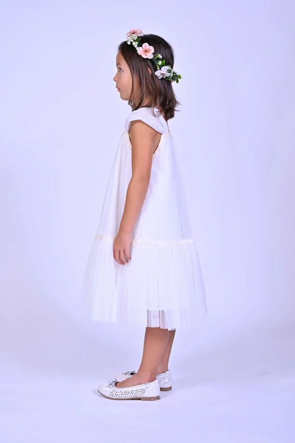White Square Tulle Overlay Dress