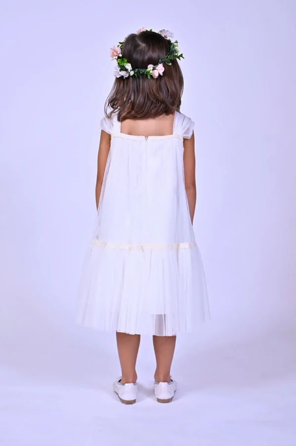 White Square Tulle Overlay Dress