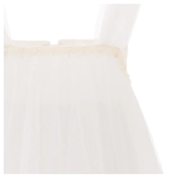 White Square Tulle Overlay Dress