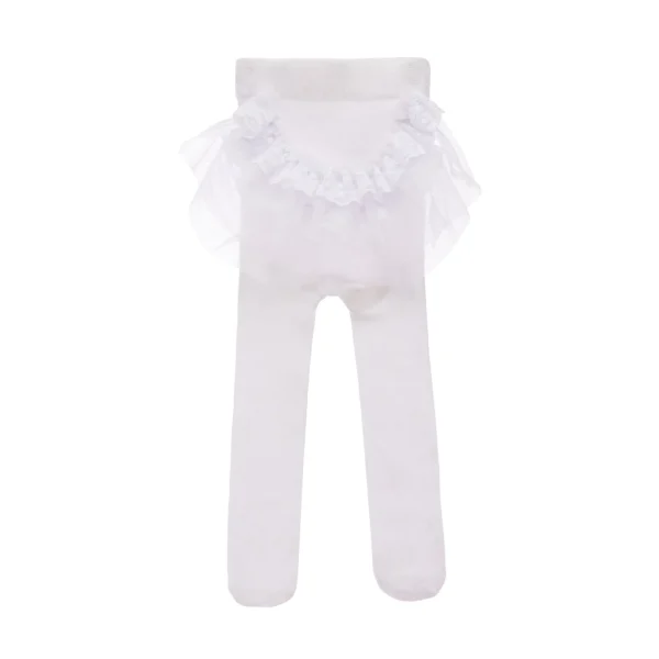 White Tulle Ruffle Tights
