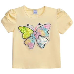Yellow Butterfly Applique T-Shirt
